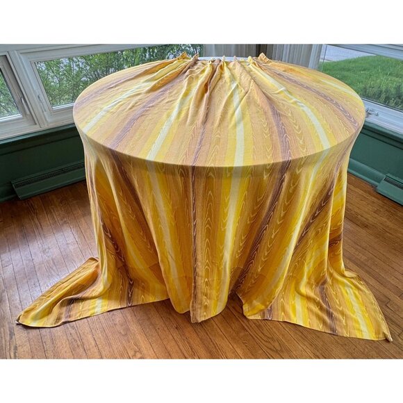 Vintage 60s curtain, orange, brown, yellow abstract bark print, Fiberglass panel - Picture 1 of 10
